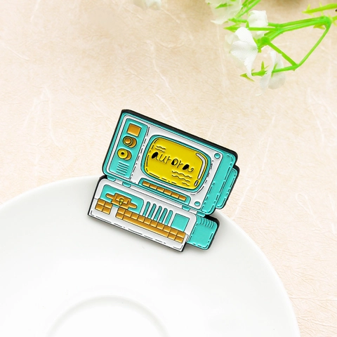 Retro Computer Alloy Enamel Brooch Vintage Cartoon PC Monitor Keyboard Pin For Daily Clothing Decoration Badge Jewelry