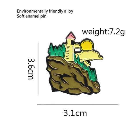 Creative Lighthouse Landscape Enamel Brooch Alloy Sunset Forest Lapel Pin For Backpack Jacket Decorative Badge Unisex Gift