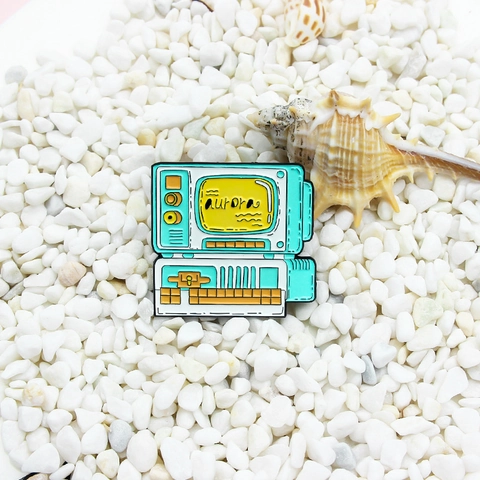 Retro Computer Alloy Enamel Brooch Vintage Cartoon PC Monitor Keyboard Pin For Daily Clothing Decoration Badge Jewelry