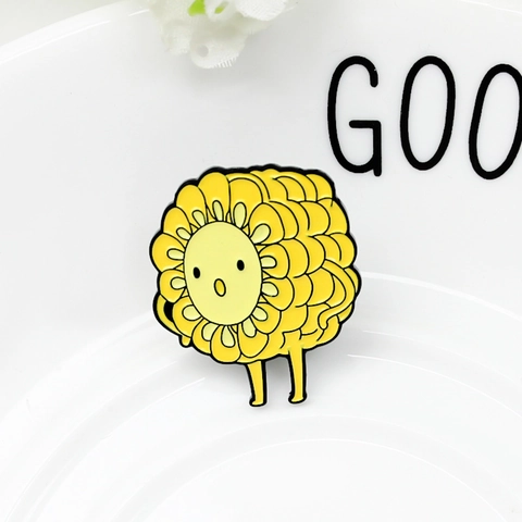 Mignonne Broche Pin en Émail Maïs de Dessin Animé en Alliage Métallique Badge Accessoire Bijoux pour Vêtements Sac à Dos Chapeau Femme Enfants Cadeau