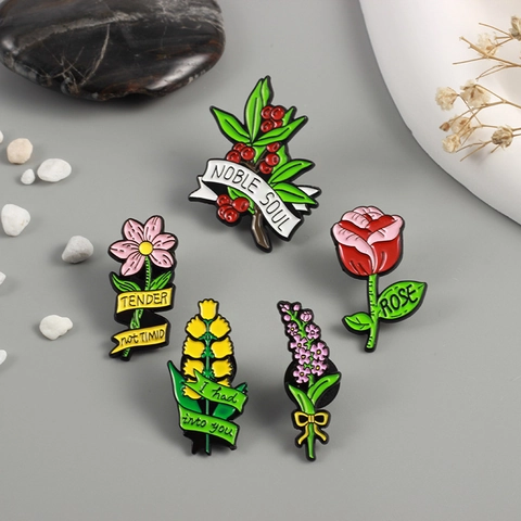 Vintage Legierung Emaille Blume Brosche Pin Bunte Botanische Rose Abzeichen Accessoire Für Damen Kleidung Taschen Deko