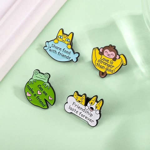 Süße Cartoon Tier Emaille Pins Zinklegierung Affe Banane Katze Fisch Hund Knochen Brosche Für Rucksack Kleidung Hüte Schmuck
