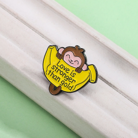 Süße Cartoon Tier Emaille Pins Zinklegierung Affe Banane Katze Fisch Hund Knochen Brosche Für Rucksack Kleidung Hüte Schmuck