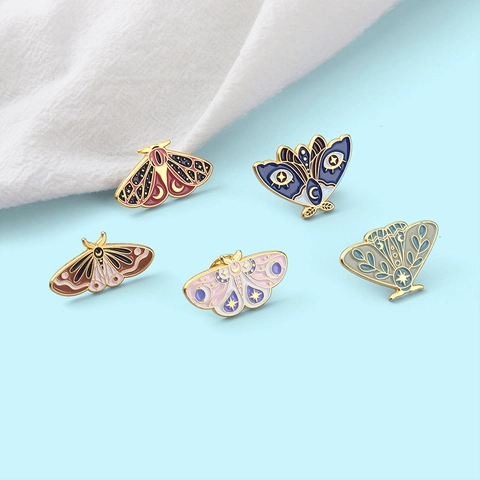 Geheimnisvolle Stern Mond Emaille Motte Brosche Vintage Zinklegierung Insekt Schmetterling Pin Für Rucksack Kleidung Damen Herren Schmuck