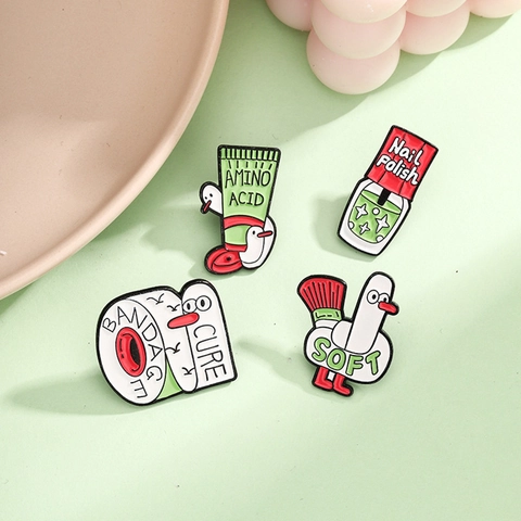 Pins en Émail de Dessin Animé Mignon Alliage de Zinc Animal Objets Quotidiens Broche pour Sac à Dos Vêtements Décoration Bijoux Homme Femme