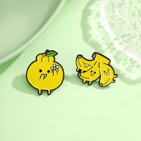 Cartoon Fruit Enamel Brooch Funny Pineapple Coconut Tree Banana Orange Soft Enamel Pins For Backpack Clothing Decoration Cute Alloy Jewelry