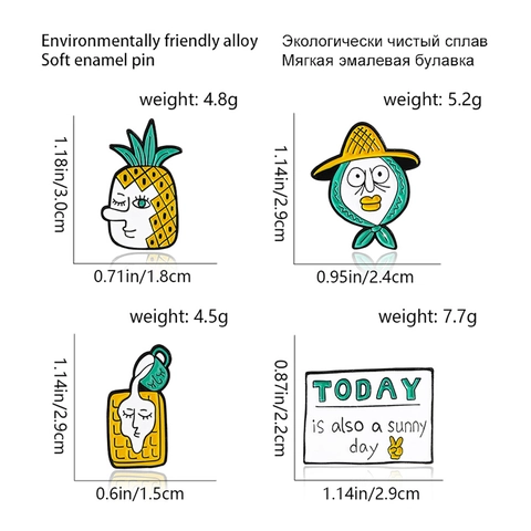 Cartoon Funny Pineapple Straw Hat Person Enamel Brooch Pin Artistic Alloy Badge For Clothing Backpack Decoration