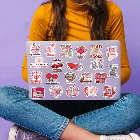 Pegatinas de Graffiti Literarias de San Valentín Impermeables para Laptop Botella de Agua Equipaje DIY Tema de Lectura
