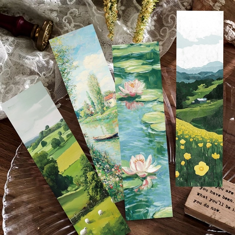 Impressionist Oil Painting Bookmarks White Cardstock Landscape Floral Scenery Reading Accessories For Art Lovers Vintage