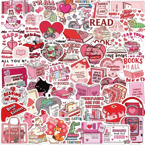 Pegatinas de Graffiti Literarias de San Valentín Impermeables para Laptop Botella de Agua Equipaje DIY Tema de Lectura