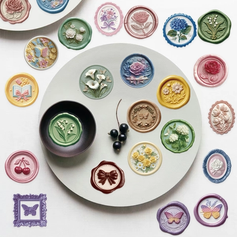 Adesivi Stile Sigillo Di Cera In Rilievo 3D PET Impermeabile Trasparente Etichette Decorative Per Scrapbooking DIY Artigianato