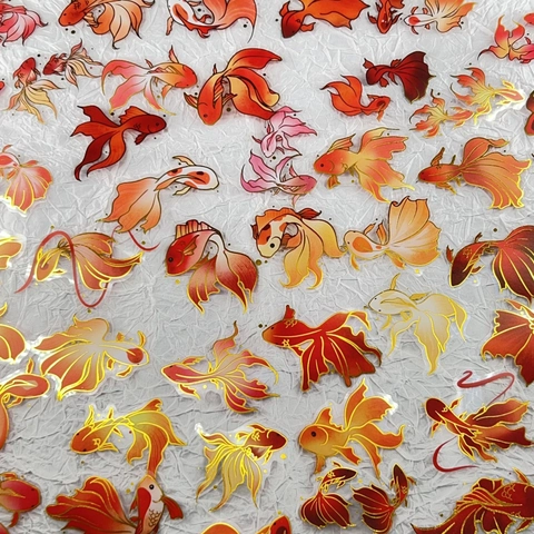 Goldfolierte Koi-Fisch PET Aufkleber Wasserdichte Transparente Dekorative Aufkleber Pack Für Scrapbooking Journal Notizbuch