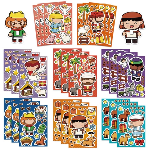 Nativity Scene Cartoon Angel DIY Stickers Voor Kinderen Waterdichte PVC Stickers Voor Journaal Telefoonhoesje Notitieboek Decoratie