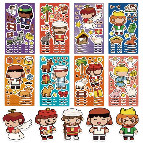 Nativity Scene Cartoon Angel DIY Stickers Voor Kinderen Waterdichte PVC Stickers Voor Journaal Telefoonhoesje Notitieboek Decoratie