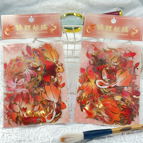 Goldfolierte Koi-Fisch PET Aufkleber Wasserdichte Transparente Dekorative Aufkleber Pack Für Scrapbooking Journal Notizbuch
