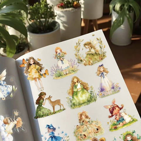 Adesivi Decorativi Trasparenti in PET Impermeabili Cartoni Animati Principessa delle Fiabe per Scrapbook Diario Fai-da-te Chitarra
