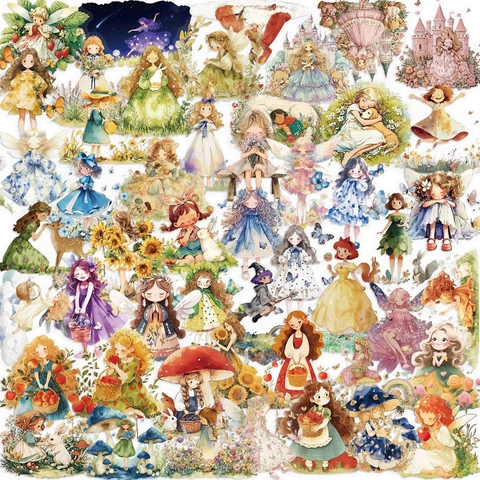 Adesivi Decorativi Trasparenti in PET Impermeabili Cartoni Animati Principessa delle Fiabe per Scrapbook Diario Fai-da-te Chitarra
