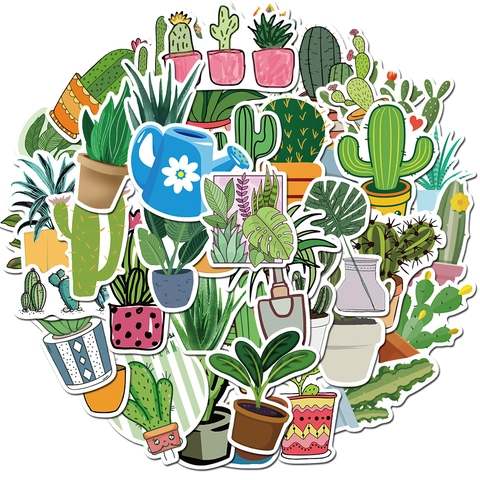 Grüne Pflanzen Aufkleber Wasserdichte PVC Vinyl Decals Für Laptop Gepäck Gitarre Skateboard Scrapbooking Botanische Deko