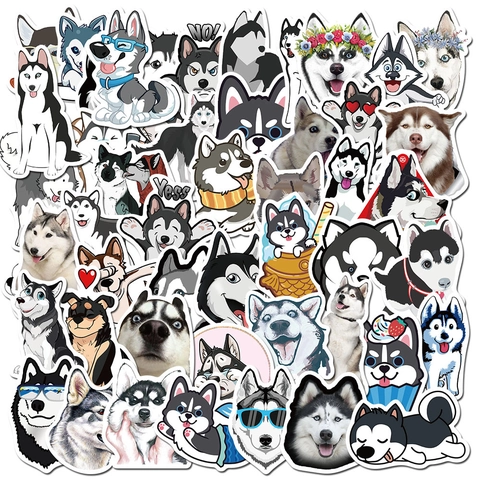 Süße Cartoon Husky Aufkleber Für Laptop Gepäck Wasserflasche Wasserdichte PVC Graffiti Hund Aufkleber Für Dekoration Viele Stile