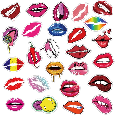 Lippen Graffiti Aufkleber Wasserdicht PVC Decals Für Laptop Koffer Gitarre Damen DIY Dekoration Pop Art Stil Zubehör