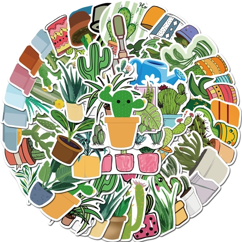 Grüne Pflanzen Aufkleber Wasserdichte PVC Vinyl Decals Für Laptop Gepäck Gitarre Skateboard Scrapbooking Botanische Deko