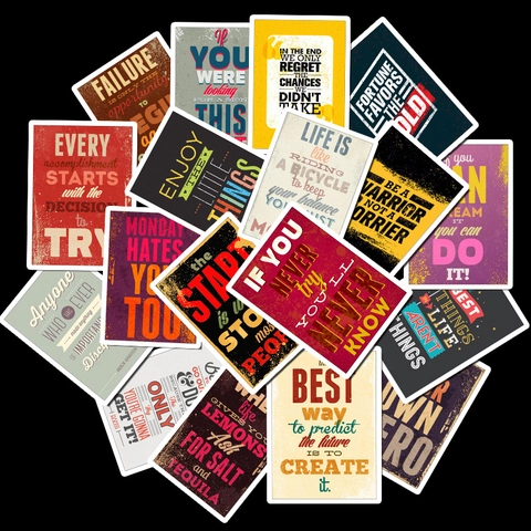 Inspirerende Engelse Citaten Stickers Waterdicht PVC Zelfklevende Decals Voor Laptop Koffer Auto Motor Retro Decoratie