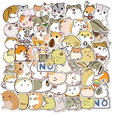 Cartoon Hamster Graffiti Stickers Waterproof PVC Matte Decals For Laptop Suitcase Water Bottle DIY Cute Animal Decorations