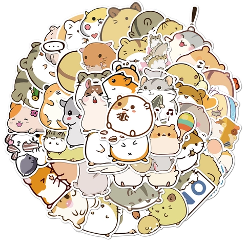 Cartoon Hamster Graffiti Stickers Waterproof PVC Matte Decals For Laptop Suitcase Water Bottle DIY Cute Animal Decorations