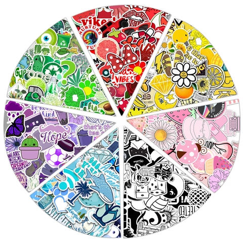 Adesivi in Vinile Impermeabili Estetici Decalcomanie Decorative DIY Colorate per Laptop Bottiglia d'Acqua Skateboard Valigia per Ragazzi Bambini