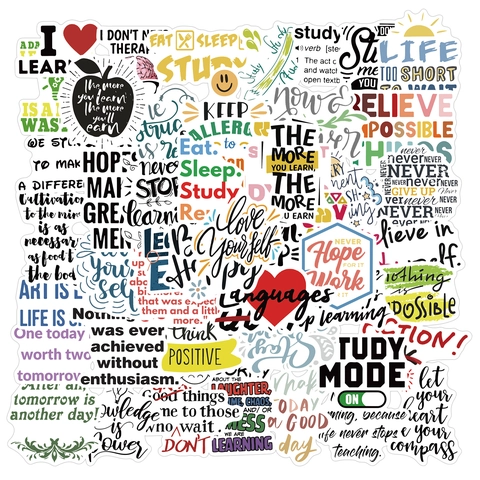 Adesivi Motivazionali con Slogan in Inglese Impermeabili in PVC Decalcomanie per Laptop Bagaglio Chitarra Bottiglia d'Acqua Studio Ape Girasole Adesivi Decorativi