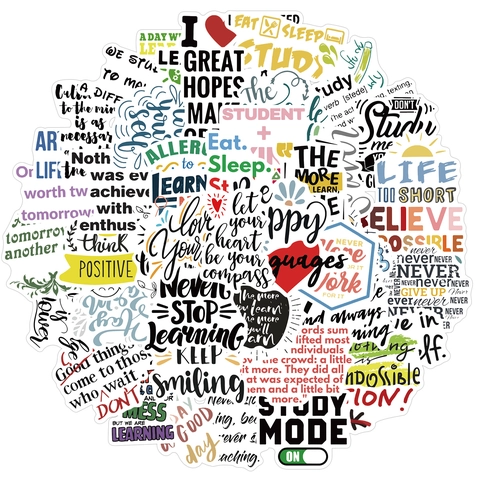 Adesivi Motivazionali con Slogan in Inglese Impermeabili in PVC Decalcomanie per Laptop Bagaglio Chitarra Bottiglia d'Acqua Studio Ape Girasole Adesivi Decorativi