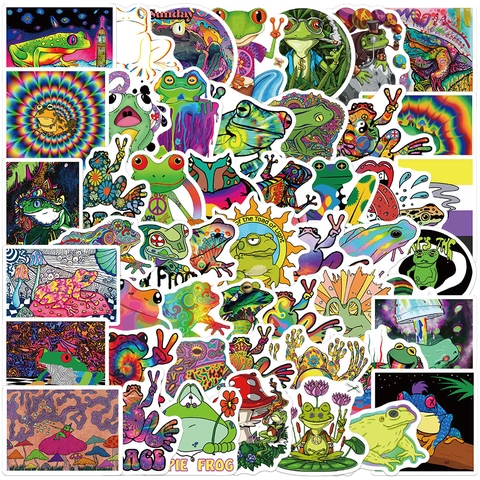Adesivi Rana Estetica Psichedelica Impermeabile PVC Graffiti Decalcomanie Per Laptop Bagagli Chitarra Borraccia Hippie Arte