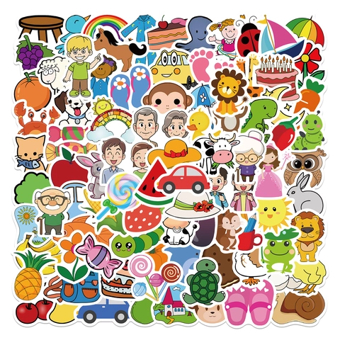 Adesivi Impermeabili a Fumetti per Valigie Laptop Decorazione Animali Frutta Graffiti Decalcomanie per Bambini Studenti DIY
