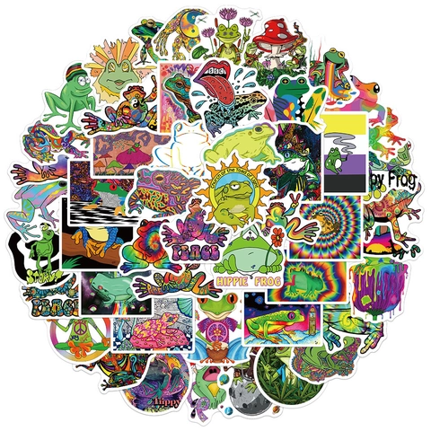 Adesivi Rana Estetica Psichedelica Impermeabile PVC Graffiti Decalcomanie Per Laptop Bagagli Chitarra Borraccia Hippie Arte