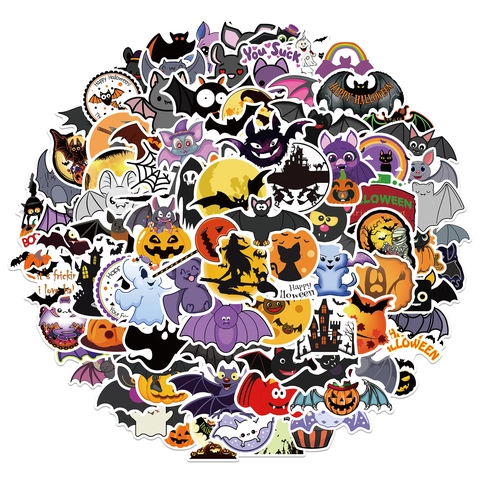 Adesivi Halloween in PVC Impermeabili per Valigia Laptop Chitarra Skateboard Decorazione Festival Cartone Animato Carino
