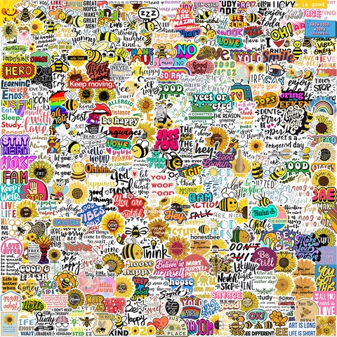 Autocollants Graffitis Inspirants en PVC Imperméables Décalcomanies Assorties pour Ordinateur Portable Valise Guitare Skateboard Décoration