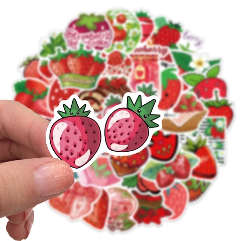 Adesivi in PVC Impermeabile a Tema Fragola Cartone Animato Multi Modello per Laptop Chitarra Valigia Graffiti Decorativi DIY