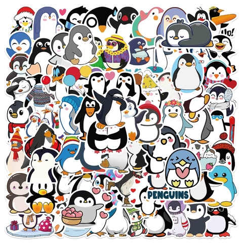 Simpatici Adesivi a Forma di Pinguino dei Cartoni Animati Decalcomanie in Vinile Impermeabili per Bagagli Laptop Skateboard Chitarra Bici