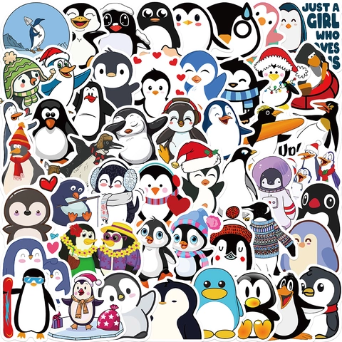 Cartoon Penguin Stickers Waterproof PVC Vinyl Decals For Laptop Suitcase Skateboard Guitar Scrapbook Decorative Assortment