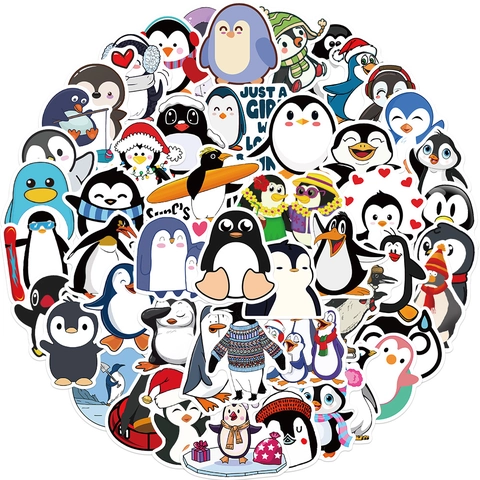 Cartoon Penguin Stickers Waterproof PVC Vinyl Decals For Laptop Suitcase Skateboard Guitar Scrapbook Decorative Assortment