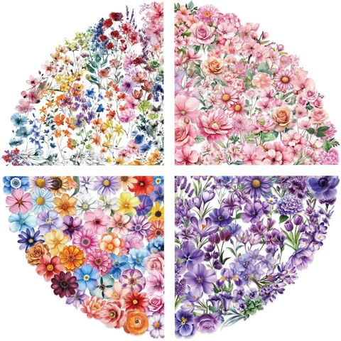 Florale Wasserdichte PVC Aufkleber Für Laptop Gitarre Koffer DIY Dekorative Aquarell Blumen Abziehbilder Für Scrapbooking