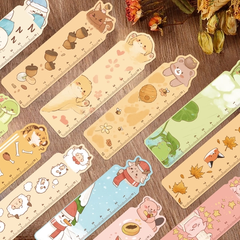 Cartoon Tier Papier Lesezeichen Mit Lineal Skala Süße Illustration Seite Marker Für Studenten Lesen DIY Journaling Schreibwaren