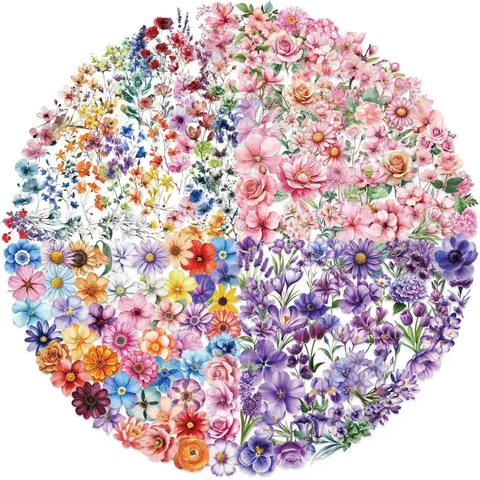 Florale Wasserdichte PVC Aufkleber Für Laptop Gitarre Koffer DIY Dekorative Aquarell Blumen Abziehbilder Für Scrapbooking