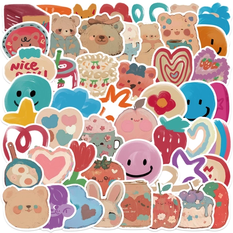 Cartoon Ölgemälde Bär Aufkleber Wasserdicht PVC DIY Deko Aufkleber Für Laptop Koffer iPad Handyhülle Scrapbooking