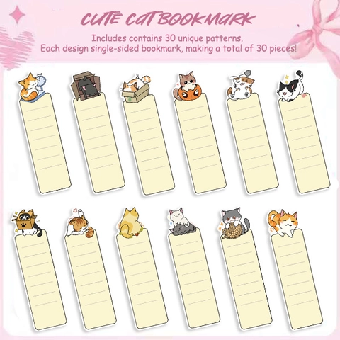 Cartoon Cat Shaped Bookmarks Set Cute Animal Cardboard Reading Tags For Kids Students Stationery Office Supply Gift