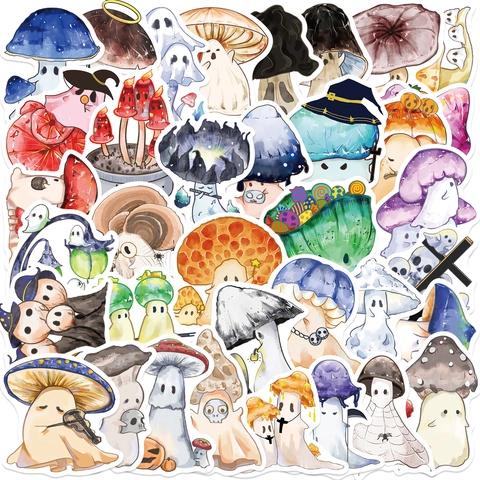 Adesivi Fungo Fantasma Halloween Impermeabili in Vinile Cartoni Animati Graffiti Decalcomanie per Laptop Bagaglio Taccuino Fai da Te Regalo