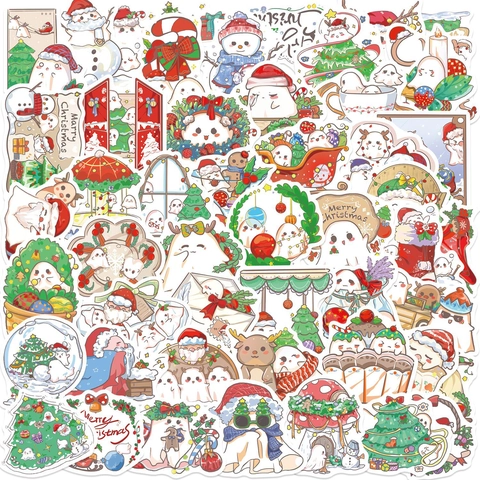 Adesivi Cartoon Fantasma di Natale Impermeabile PVC Vinile Decalcomanie per Laptop Valigia Skateboard Chitarra Decorazione