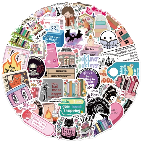 Pegatinas de PVC Mate Impermeables Tema Lectura Frases Literarias Calcomanías para Portátil Equipaje Guitarra Diario Decoración DIY