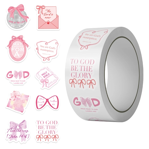Adesivi Cristiani Con Fiocco Rosa Per Decorazione Scrapbooking Diario Versetti Biblici Regalo Religioso Etichette Adesive
