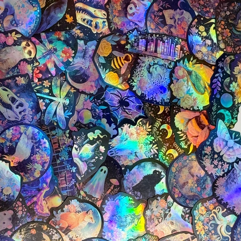 50 Blatt Kreative Laser Biologie Graffiti Aufkleber Wasserdichte Holographische PVC Decals Für Laptop Koffer Gitarre DIY Dekor